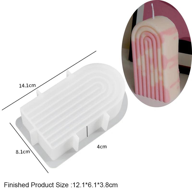 U-Shape Striped Arch Silicone Mold for Candle Making