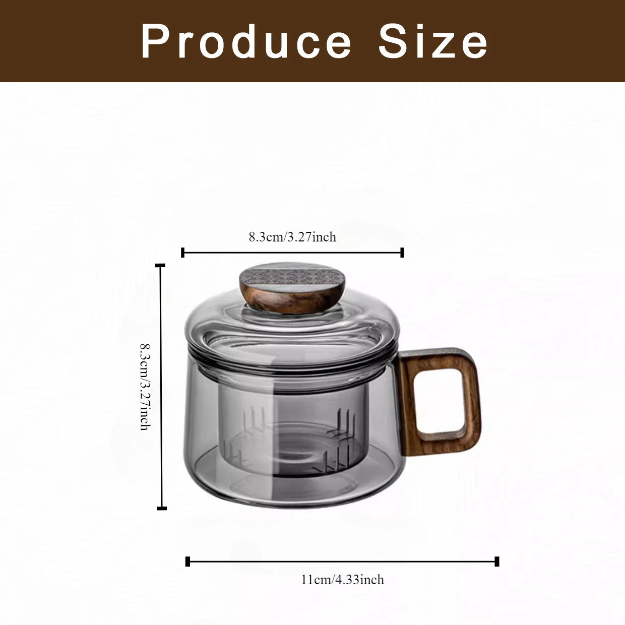 Heat-Resistant Glass Tea Infuser Cup with Wooden Handle – 200ml