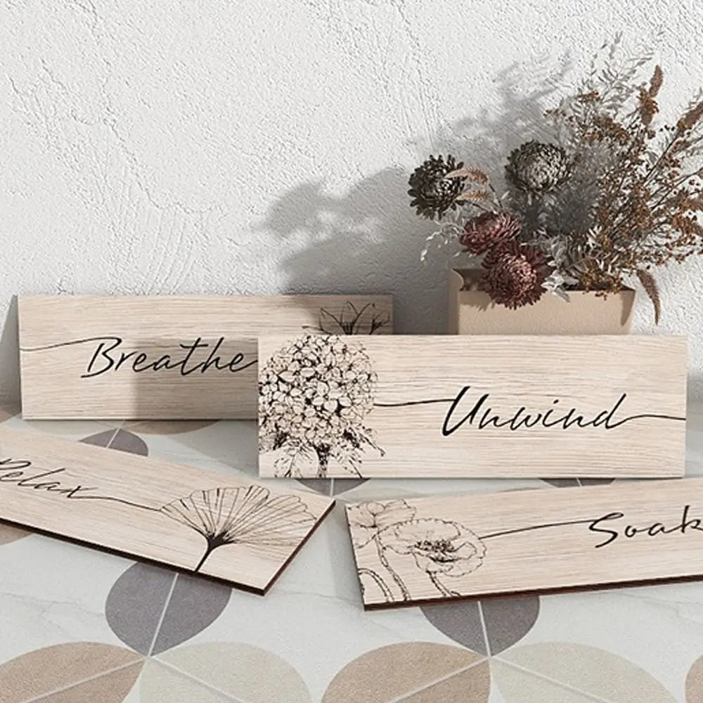 Wooden Floral Wall Art – Set of 4 Decorative Hanging Signs