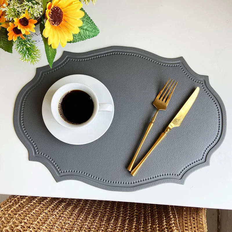Faux Leather Oval Placemat Set