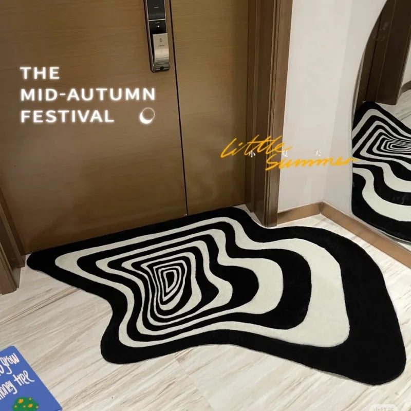 Modern Irregular Black & White Rug