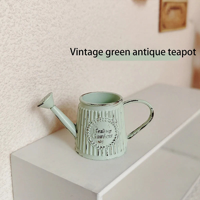 Retro Mini Coffee Pot Alloy Flower Vase