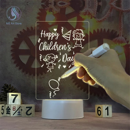 LED Acrylic Message Night Lamp – USB Writable Note Board