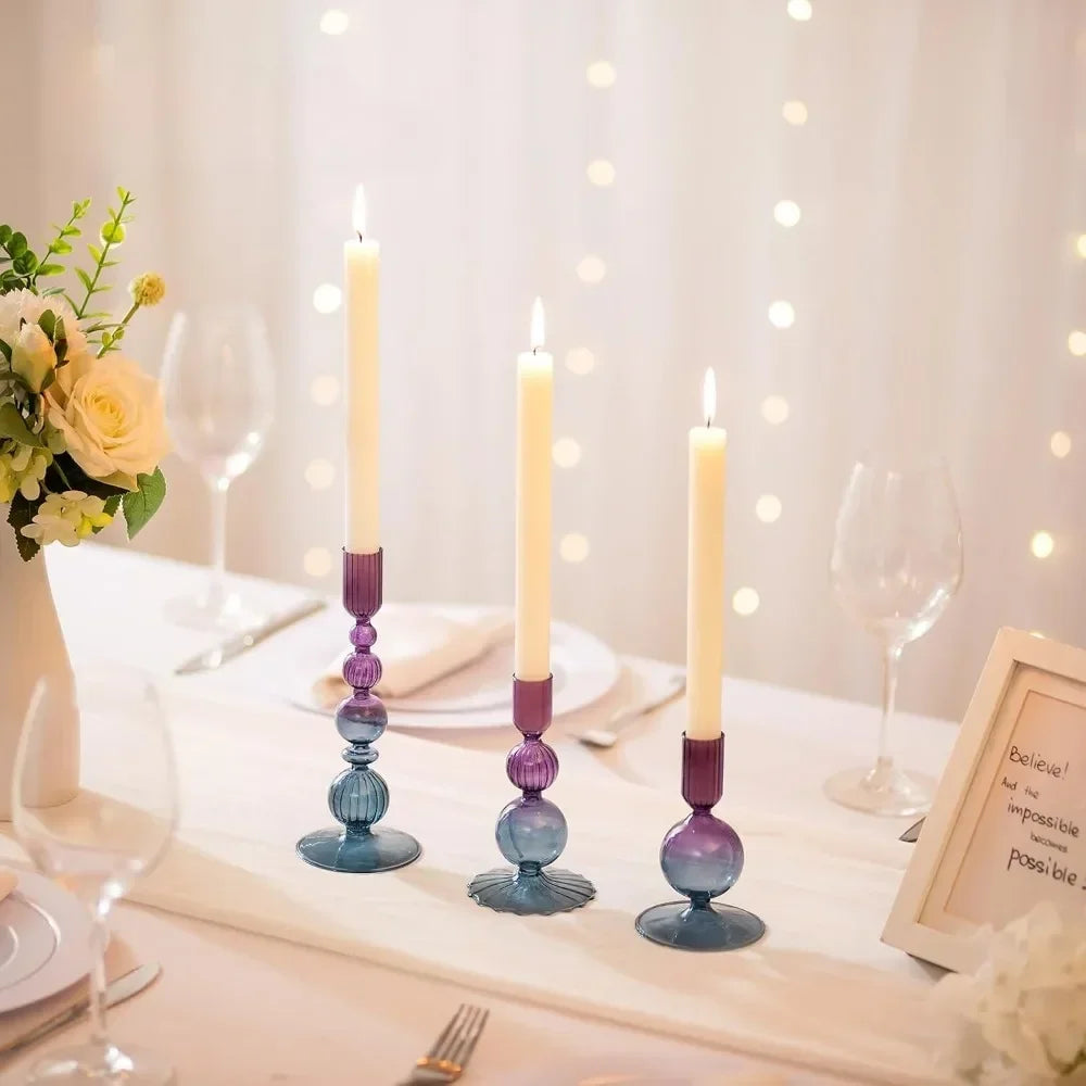 3-Piece Glass Candle & Flower Vase Set