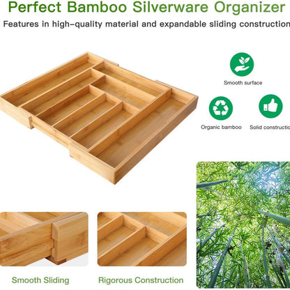 Adjustable Expandable Bamboo Drawer Organizer – Multipurpose Storage Solution