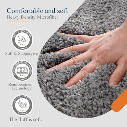 Plush Microfiber Non-Slip Bathroom Mat Set