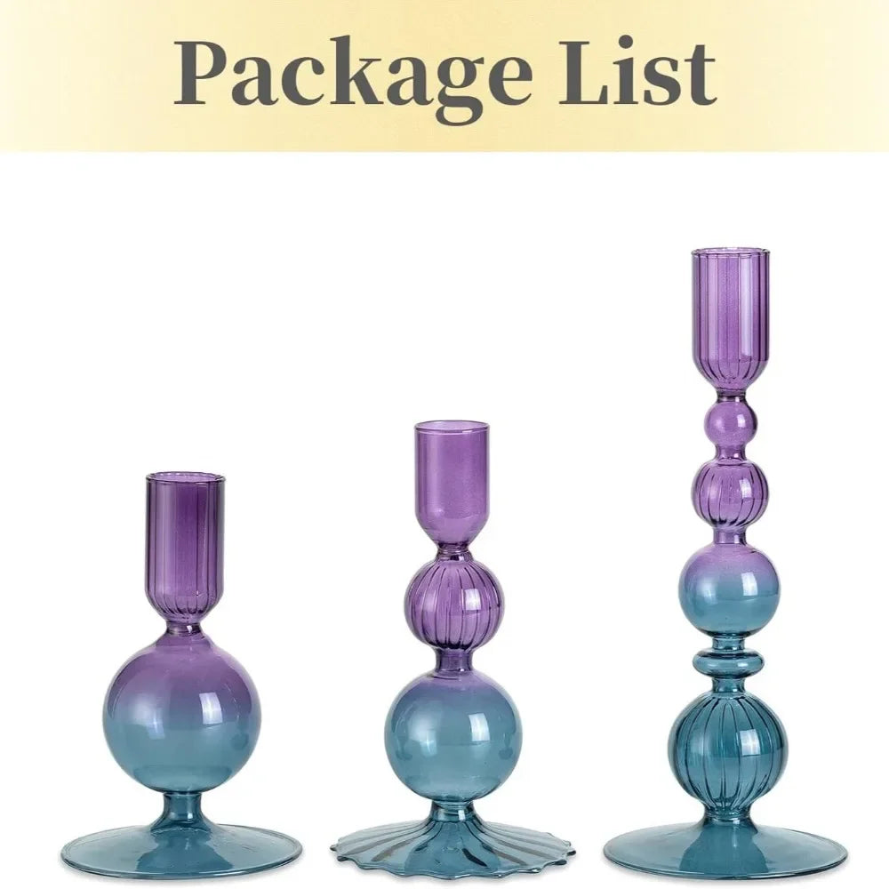 3-Piece Glass Candle & Flower Vase Set