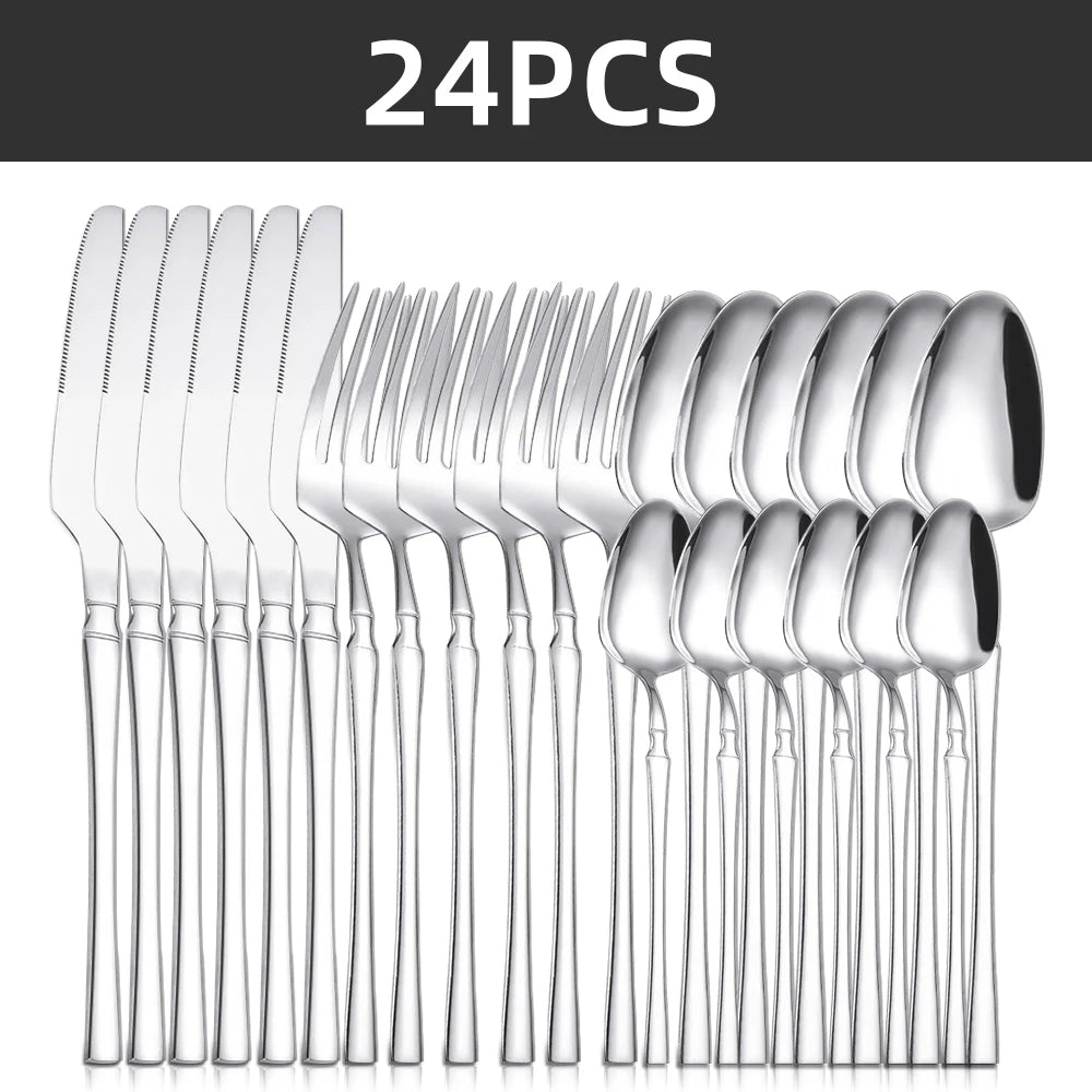 Classic Silver 24-Piece Stainless Steel Cutlery Set