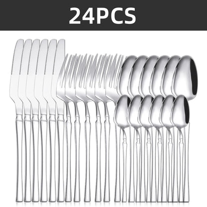 Classic Silver 24-Piece Stainless Steel Cutlery Set