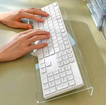 Transparent Acrylic Keyboard Riser – Ergonomic Angle for Comfortable Typing