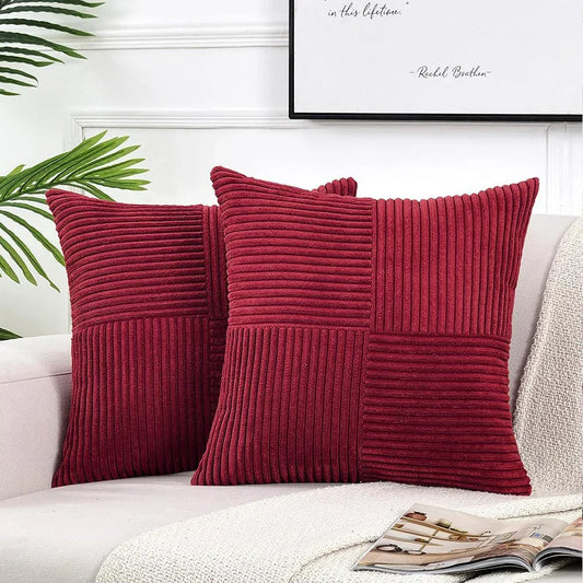 Corduroy Striped Cushion Cover Set (2 pcs)