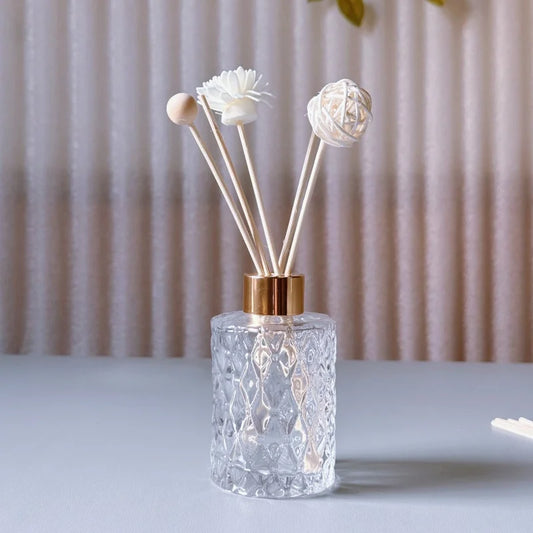 Set of 4 – 150 ml Clear Glass Rattan Aroma Diffuser Bottles