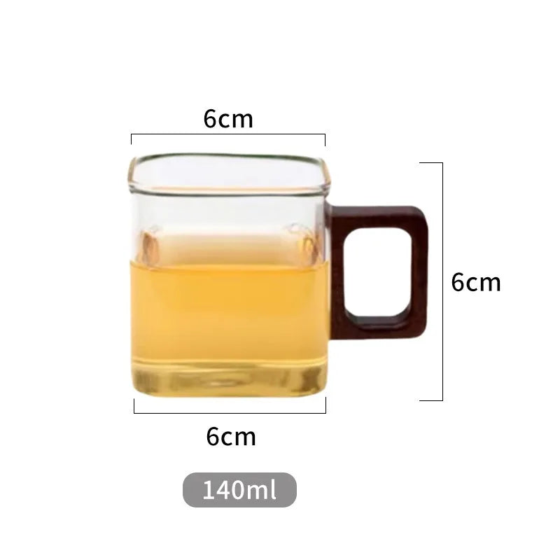 Walnut-Handle Glass Mug — Small Capacity Premium Drinkware