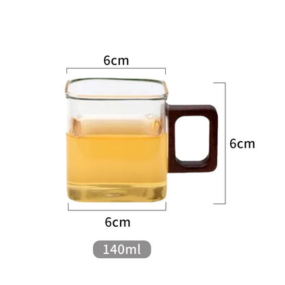 Walnut-Handle Glass Mug — Small Capacity Premium Drinkware