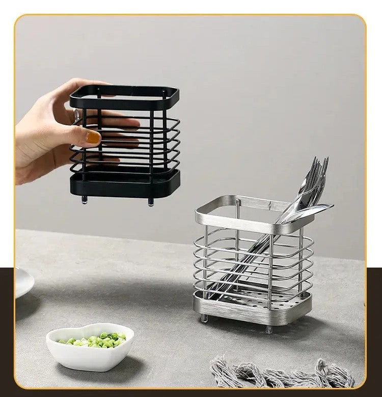 Porta-Talheres Suspenso em Aço Inox com Drenagem