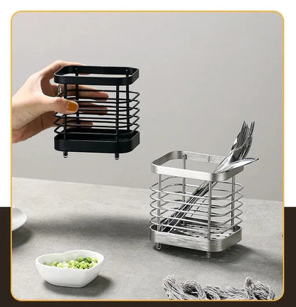 Porta-Talheres Suspenso em Aço Inox com Drenagem