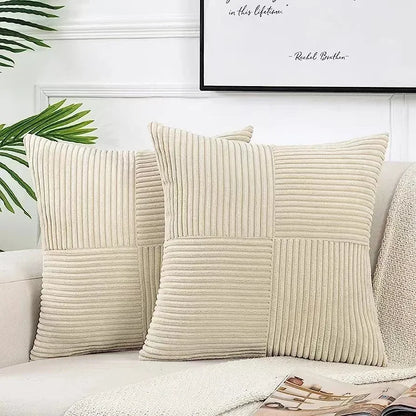 Corduroy Striped Cushion Cover Set (2 pcs)