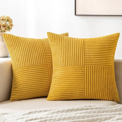 Corduroy Elegance Cushion Covers (Set of 2) — Soft Texture, Timeless Style