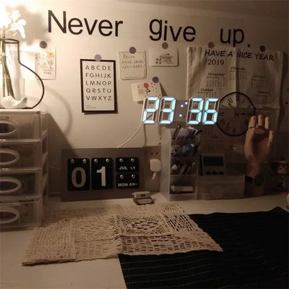 3D LED Digital Wall Clock – Modern Home & Bedroom Decor