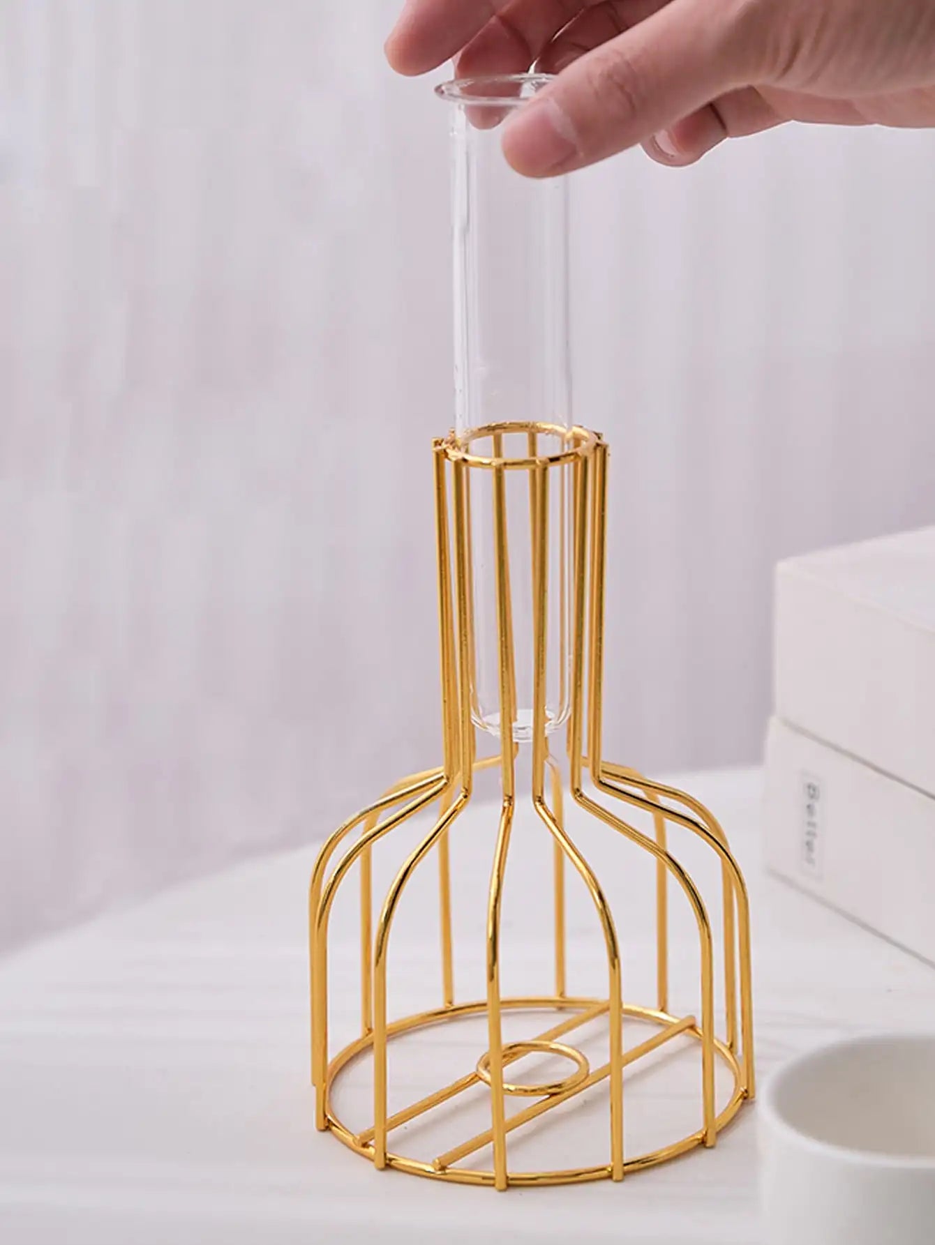 Gold Wrought Iron Test Tube Vase – Modern Decorative Hydroponic Container