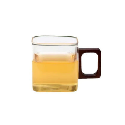 Walnut-Handle Glass Mug — Small Capacity Premium Drinkware