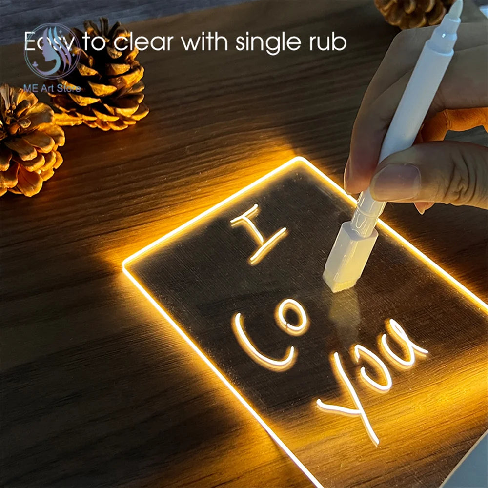 LED Acrylic Message Night Lamp – USB Writable Note Board