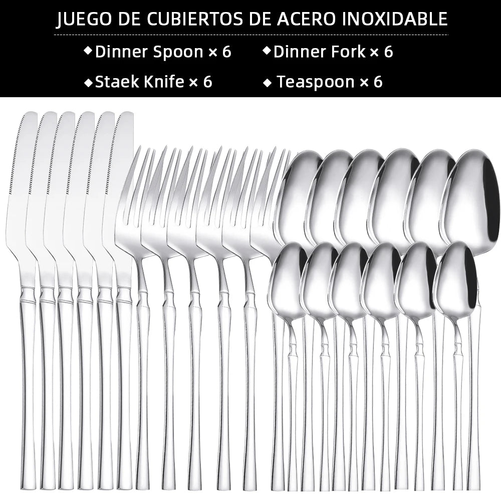 Classic Silver 24-Piece Stainless Steel Cutlery Set