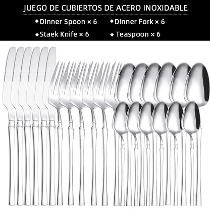 Classic Silver 24-Piece Stainless Steel Cutlery Set