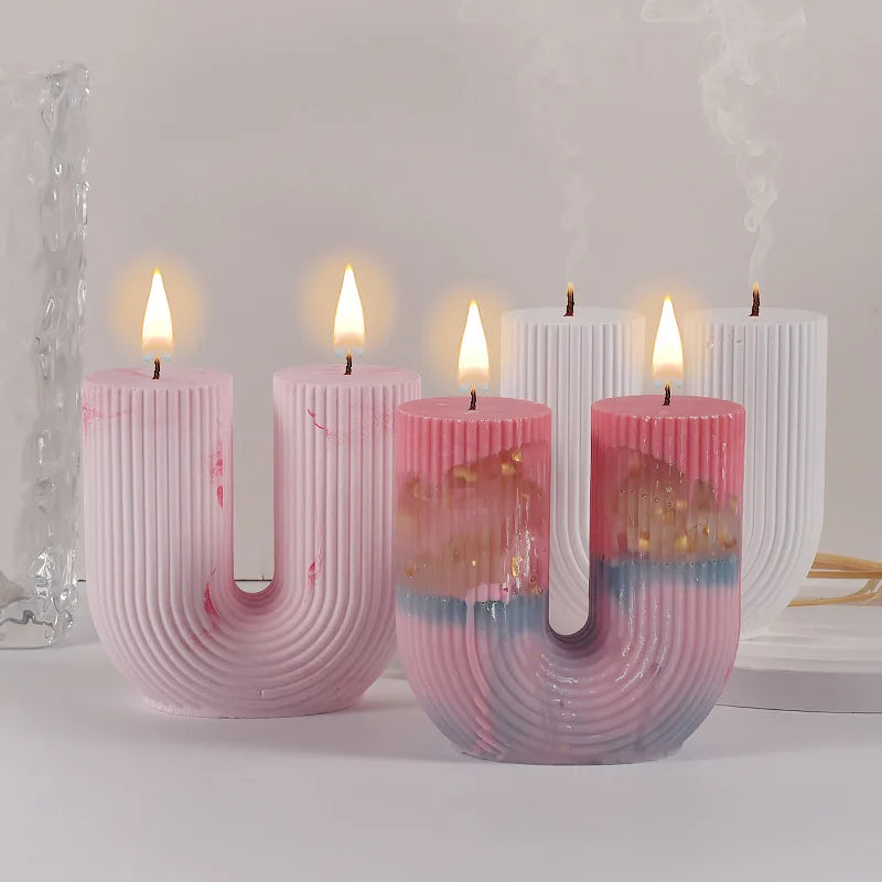 U-Shape Striped Arch Silicone Mold for Candle Making