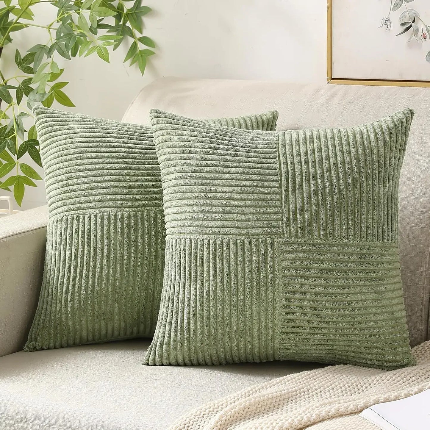 Corduroy Striped Cushion Cover Set (2 pcs)