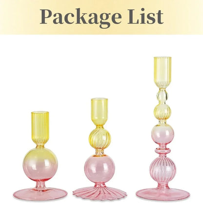 3-Piece Glass Candle & Flower Vase Set