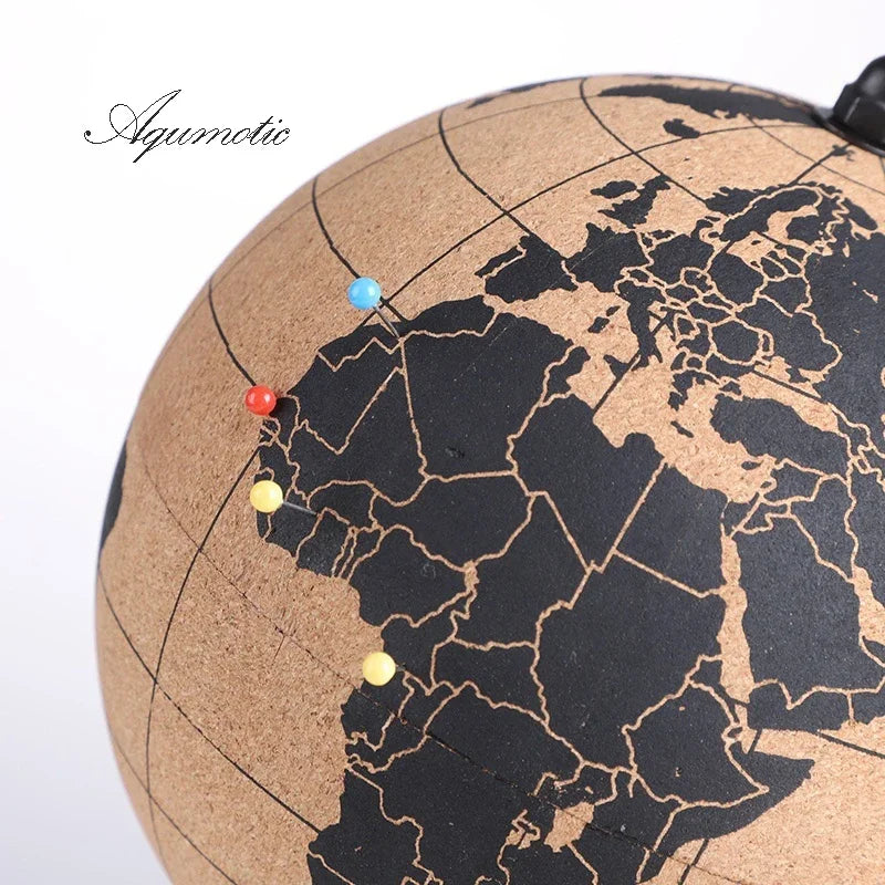 Aqumotic Cork Globe Message Board with Stand