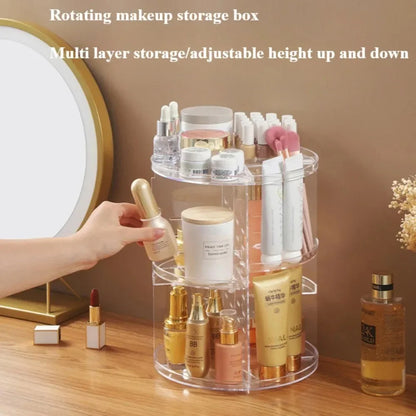360° Rotating Acrylic Makeup & Skincare Organizer Carousel