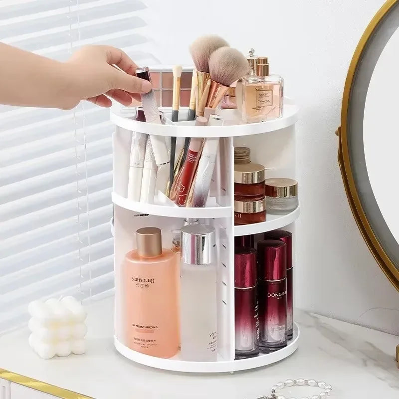 360° Rotating Acrylic Makeup & Skincare Organizer Carousel