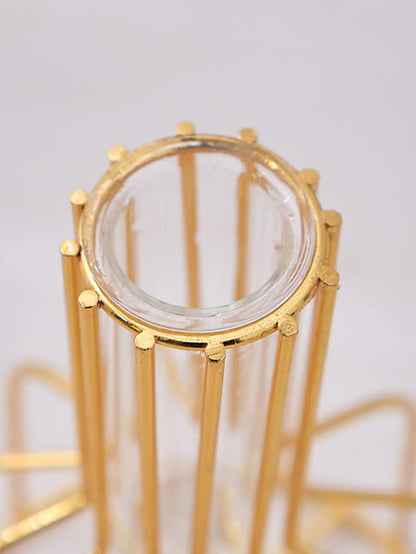 Gold Wrought Iron Test Tube Vase – Modern Decorative Hydroponic Container