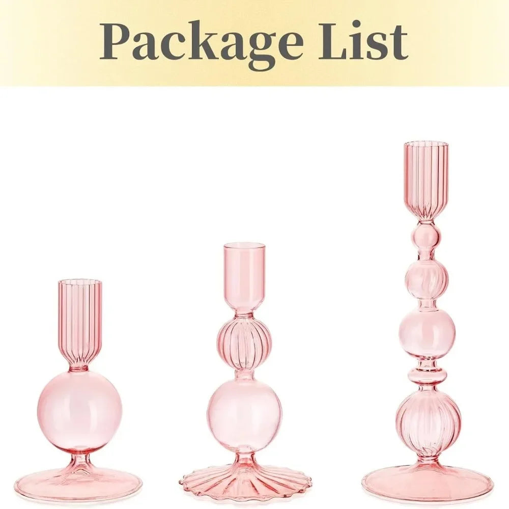 3-Piece Glass Candle & Flower Vase Set
