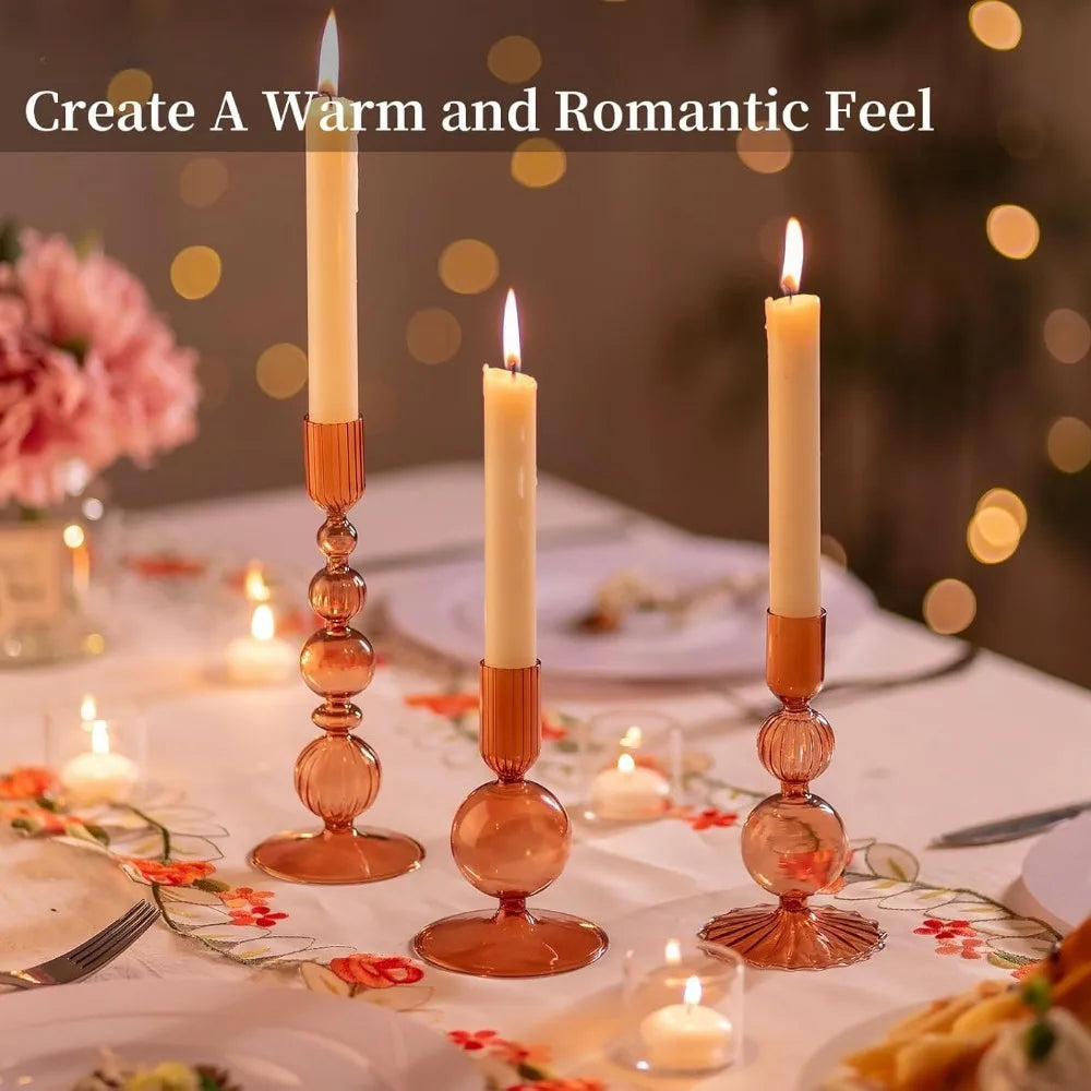 3-Piece Glass Candle & Flower Vase Set