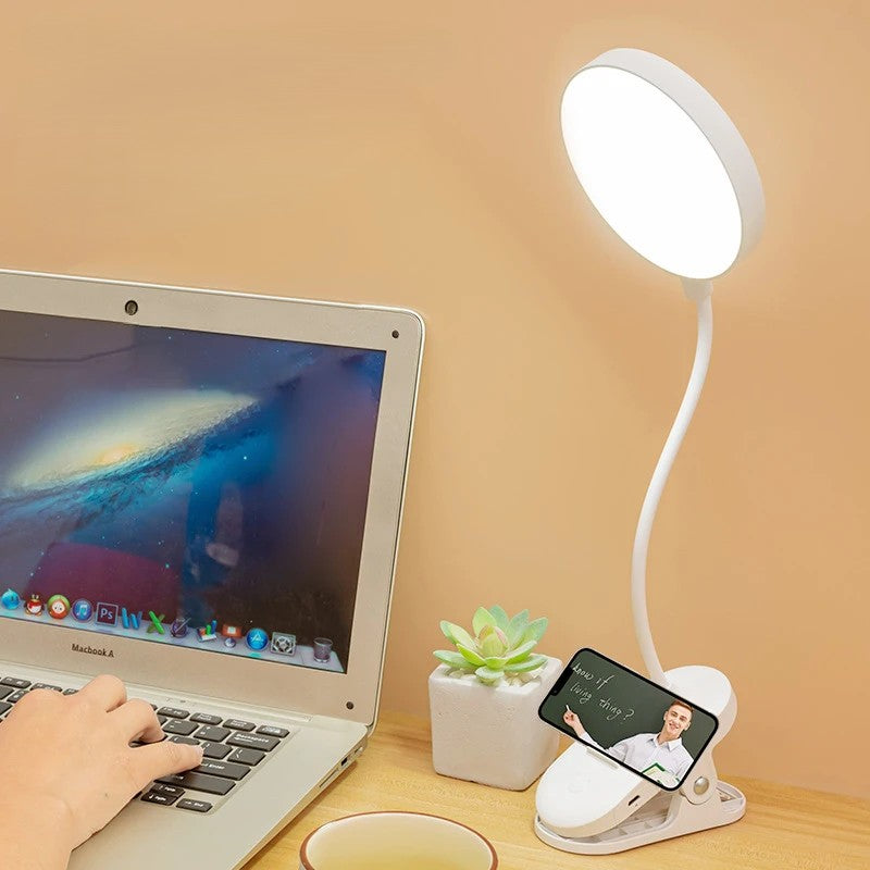 LED Clip Desk Lamp with USB Rechargeable & Touch Dimming