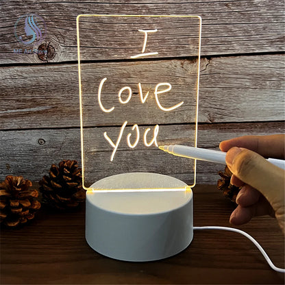 LED Acrylic Message Night Lamp – USB Writable Note Board