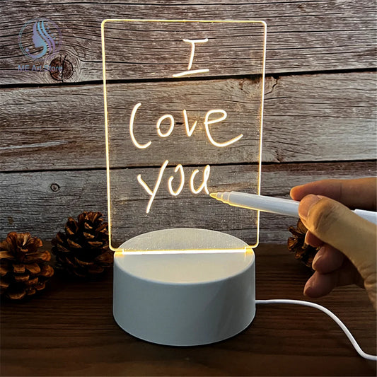 LED Acrylic Message Night Lamp – USB Writable Note Board