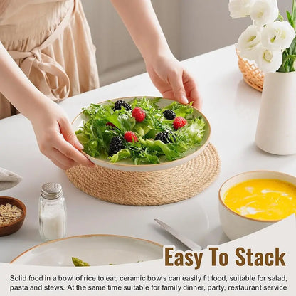 Handmade Reactive Glaze Dinnerware Set – Service for 4 (Plates & Bowls)