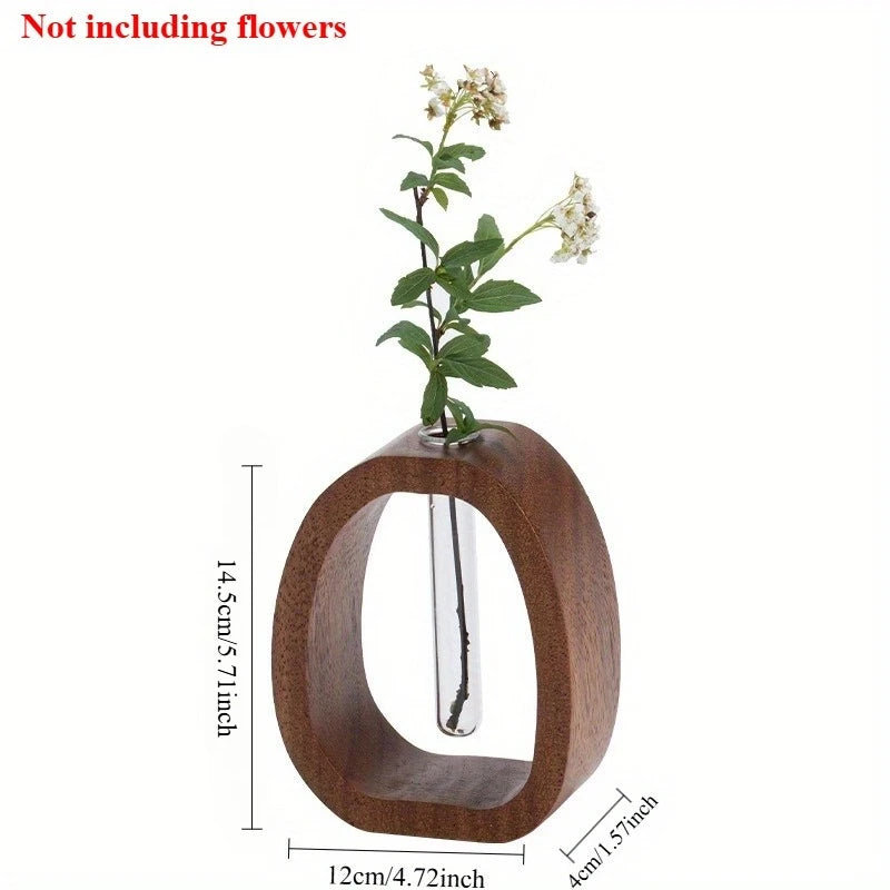 Solid Wood & Glass Mini Flower Vase