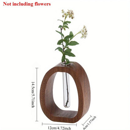 Solid Wood & Glass Mini Flower Vase