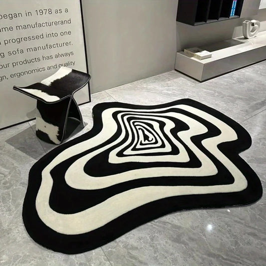 Modern Irregular Black & White Rug