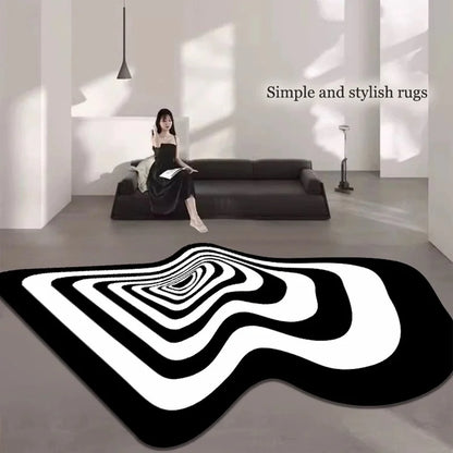 Modern Irregular Black & White Rug