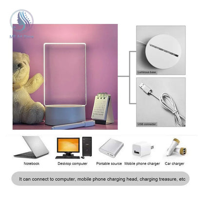 LED Acrylic Message Night Lamp – USB Writable Note Board