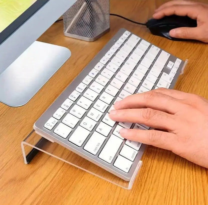Transparent Acrylic Keyboard Riser – Ergonomic Angle for Comfortable Typing