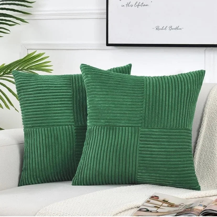 Corduroy Striped Cushion Cover Set (2 pcs)