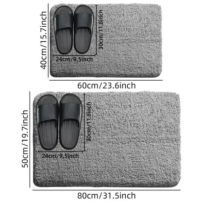 Plush Microfiber Non-Slip Bathroom Mat Set